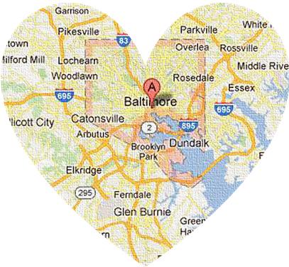 heart-shaped Map of Baltimore